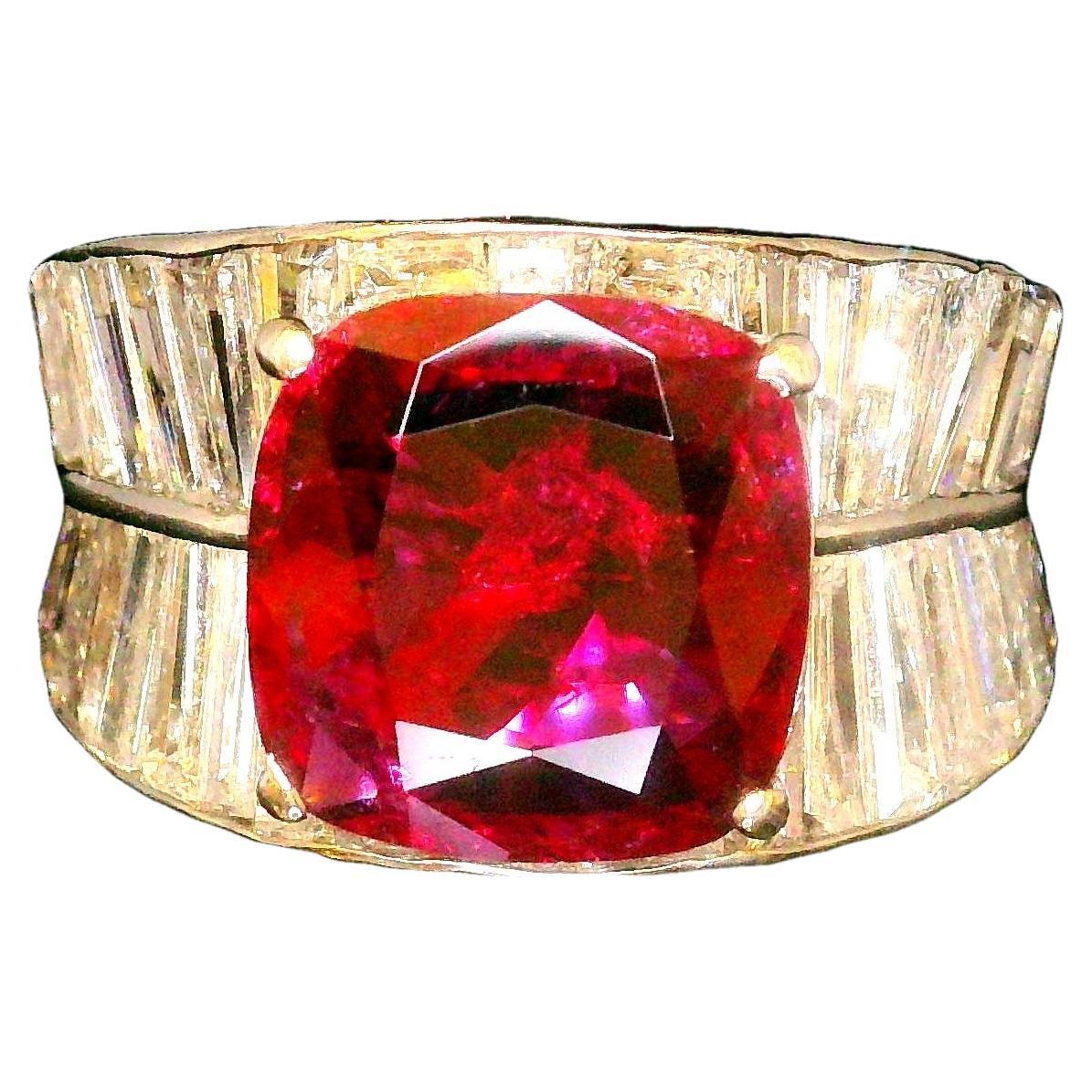 4.21 Carat Thai Ruby Diamond Platinum Ring, GIA Certified