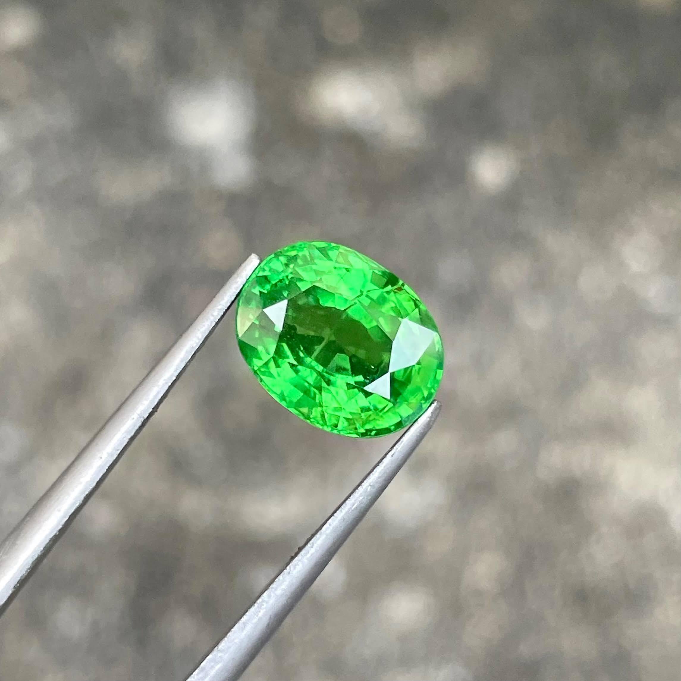 Weight 4.21 carats 
Dimensions 10.4x8.1x6.1 mm 
Treatment none 
Origin Tanzania
Clarity SI
Shape oval 
Cut faceted 



This exquisite 4.21 carat Vivid Green Tsavorite Garnet is a breathtaking gemstone sourced from Tanzania, known for its remarkable