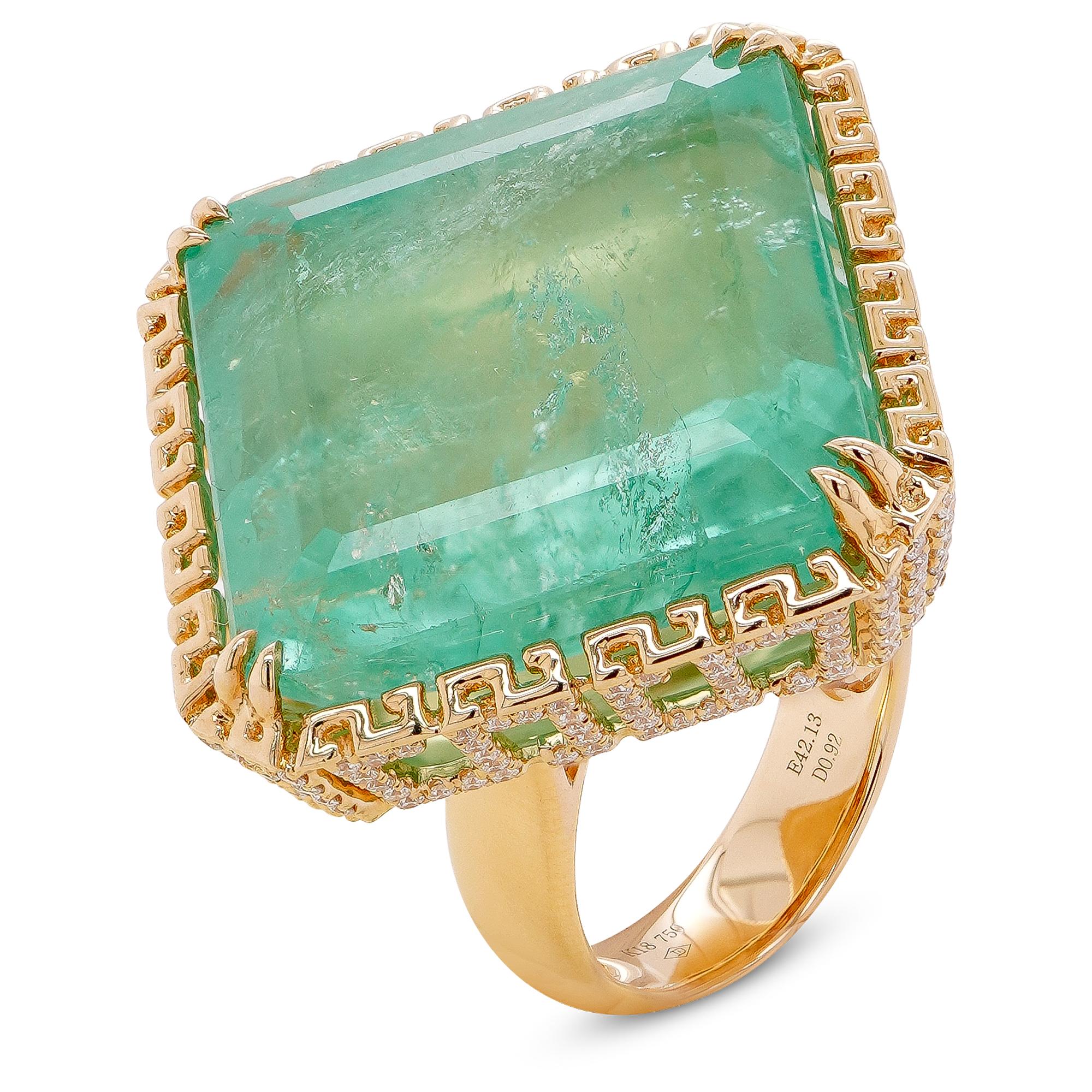 42,13 carati di smeraldo colombiano Massive Head Turner Anello in oro pesante 18 carati In condizioni Nuovo in vendita a Hung Hom, HK