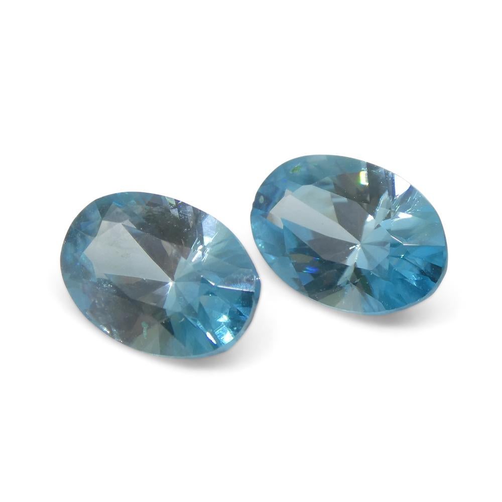Zircon bleu ovale de 4,21ct taillé en diamant du Cambodge en vente 5