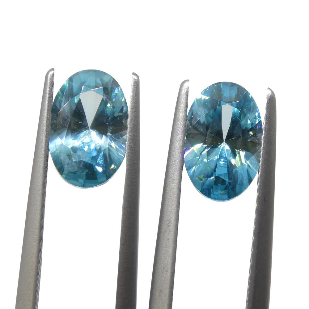 Taille brillant Zircon bleu ovale de 4,21ct taillé en diamant du Cambodge en vente