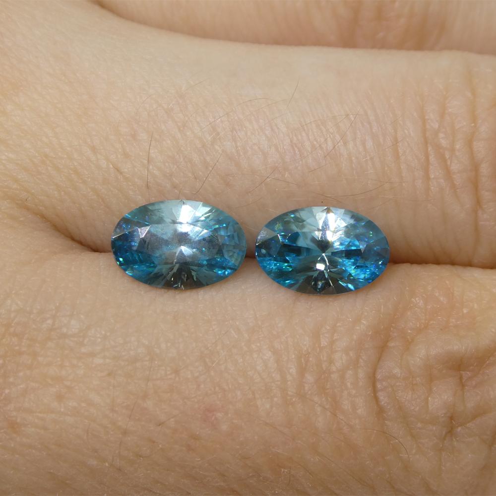 Zircon bleu ovale de 4,21ct taillé en diamant du Cambodge en vente 3