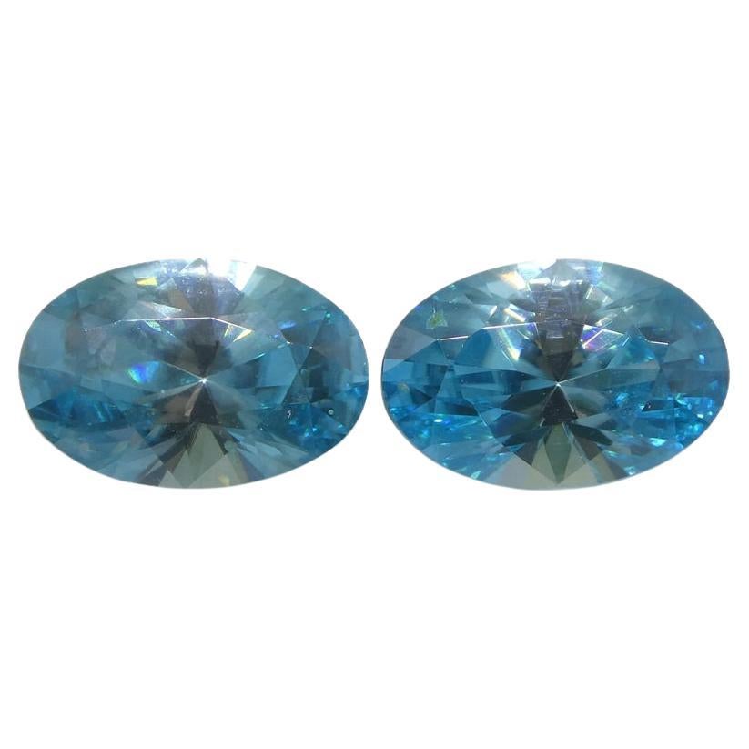 Zircon bleu ovale de 4,21ct taillé en diamant du Cambodge en vente