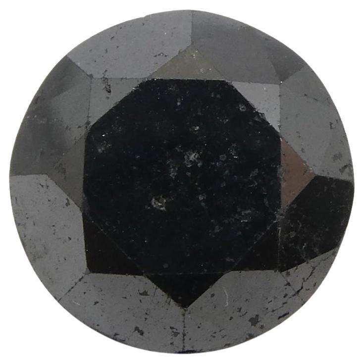 4.21ct Round Brilliant Cut Black Diamond  For Sale