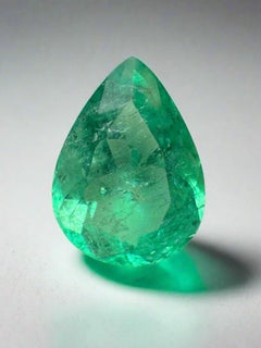 4,22 Carati 13x9,5 Smeraldo colombiano verde giallastro - Gemma sfusa con taglio a pera