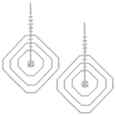 4.boucles d'oreilles en platine avec diamants Asscher de 22 carats certifiés GIA