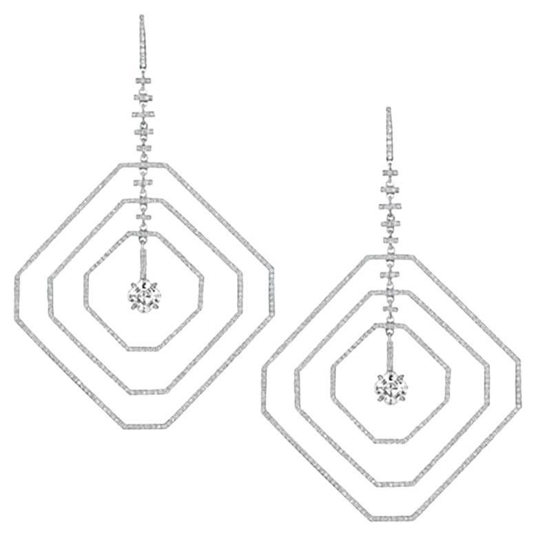 4.22 Carat Asscher Platinum Diamond Earrings GIA Certified For Sale