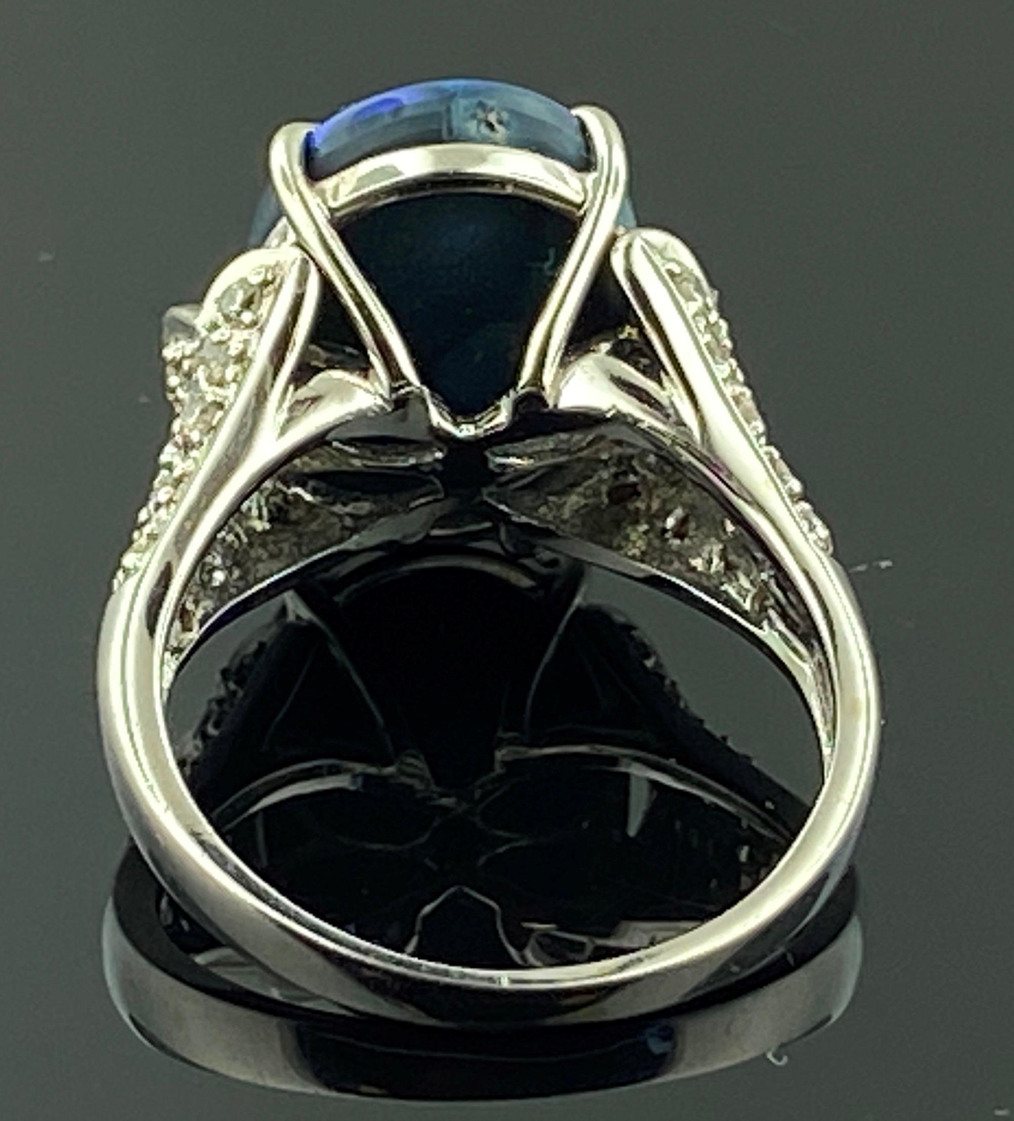 4.22 Carat Black Opal and Diamond Ring in 14 Karat White Gold 1