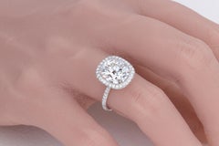 4.22 Carat Diamond Cushion Brilliant Cut Diamond Engagement Ring Platinum Halo