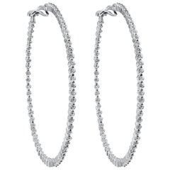 4.22 Carat Diamond Single Shared Prong Hoop Earrings