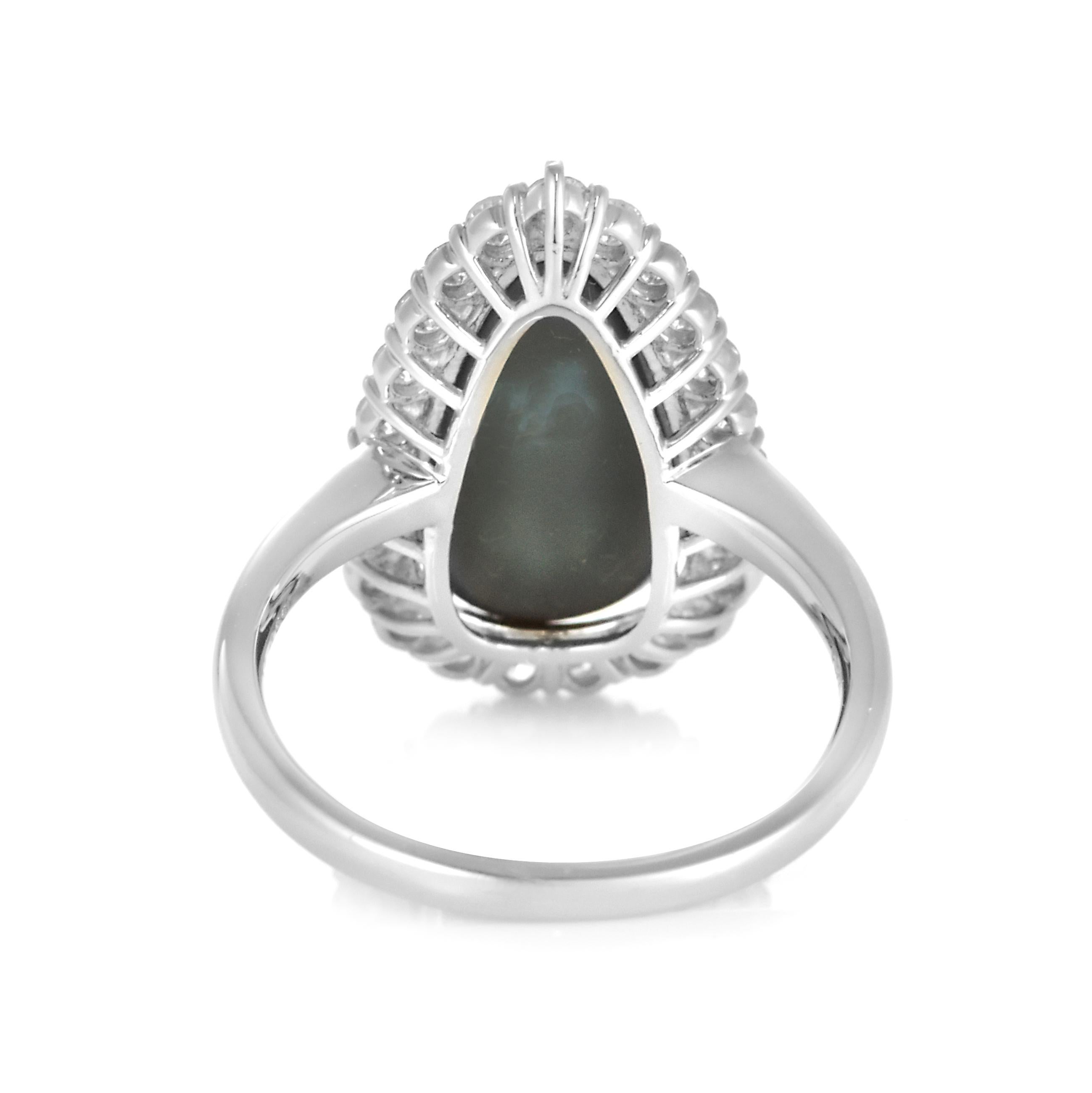 4.22 Carat Natural Australian Black Opal and Diamond Ring Made in Platinum For Sale 7