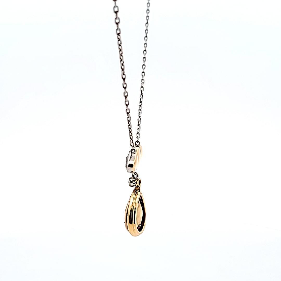 Women's 4.22 Carat Rose Cut Diamond 0.50 Carat Sapphire 18 Karat Gold Pendant Necklace For Sale
