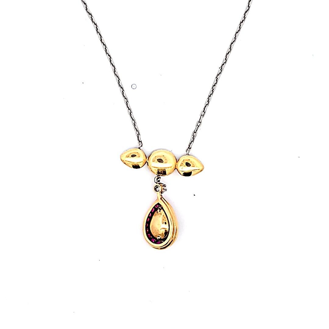 4.22 Carat Rose Cut Diamond 0.50 Carat Sapphire 18 Karat Gold Pendant Necklace For Sale 2
