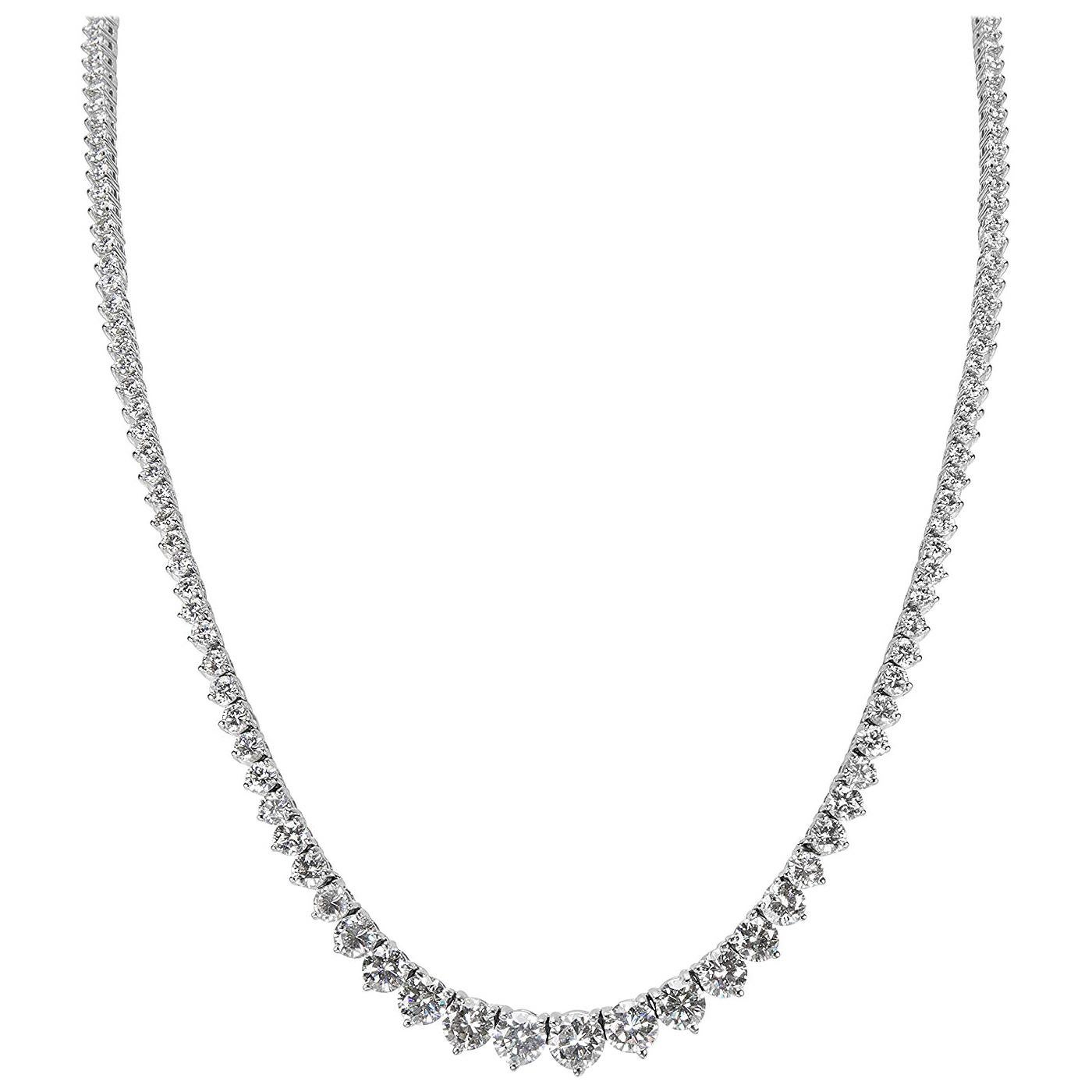 4.22 Carat Total Diamond Riviera Necklace in 14 Karat White Gold