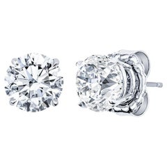 4.22 Carat Total Weight Natural Round Diamond Stud Earrings