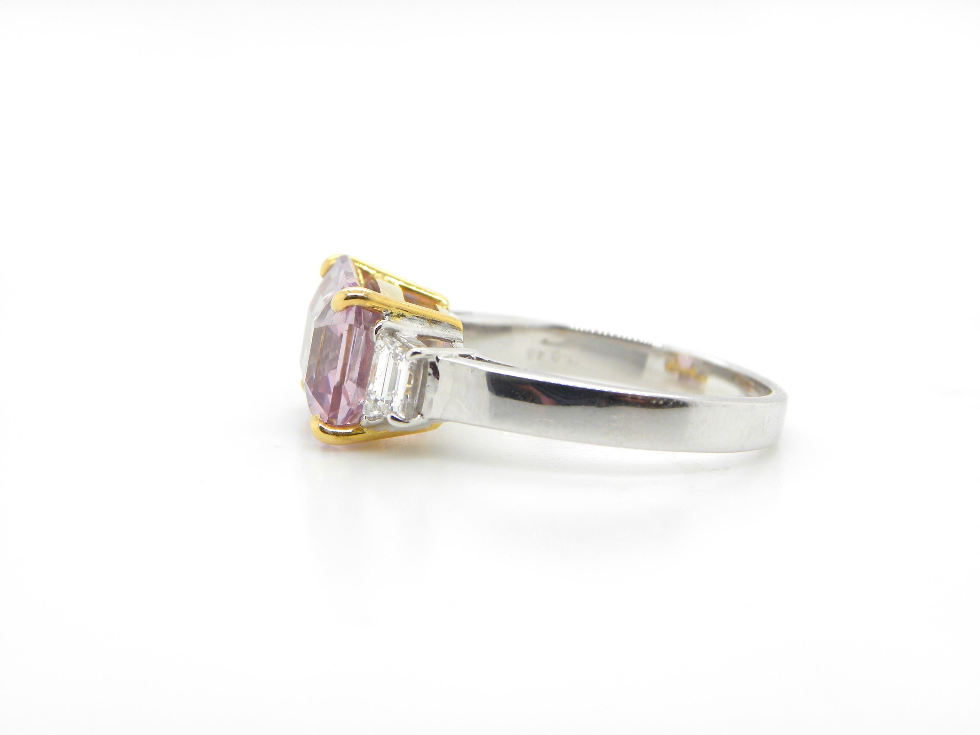 Women's or Men's 4.22 Carat Unheated Burmese Pink Spinel and White Diamond Engagement Ring