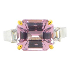 white diamond and spinel 4.22 Carat Unheated Burmese Pink Spinel and White Diamond Engagement Ring