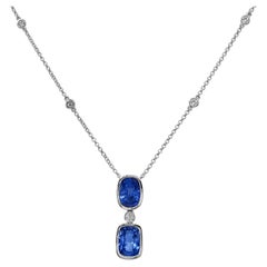 4.22 Carats Sapphire and White Diamond White Gold Necklace