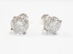 4.22 ct Round Diamond Stud Earrings in 14K White Gold