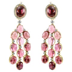 42,25 Karat Cabochon Calabar Turmalin & Diamant 18K Gelbgold Ohrhänger