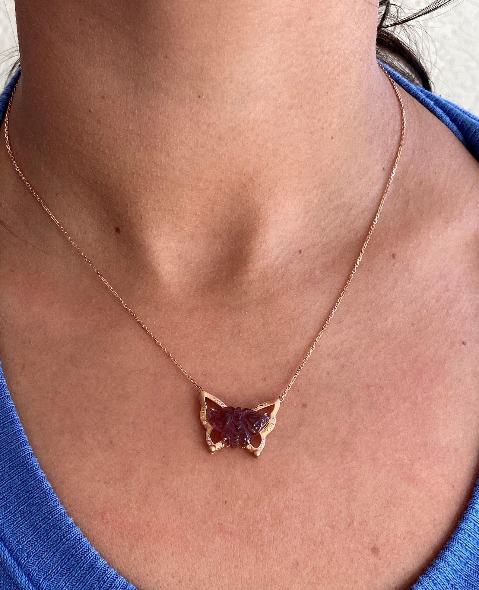 Women's or Men's 4.22ct Butterfly Tourmaline Carving 17