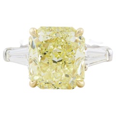 4.22ct Natural Fancy Yellow Diamond Three Stone Ring