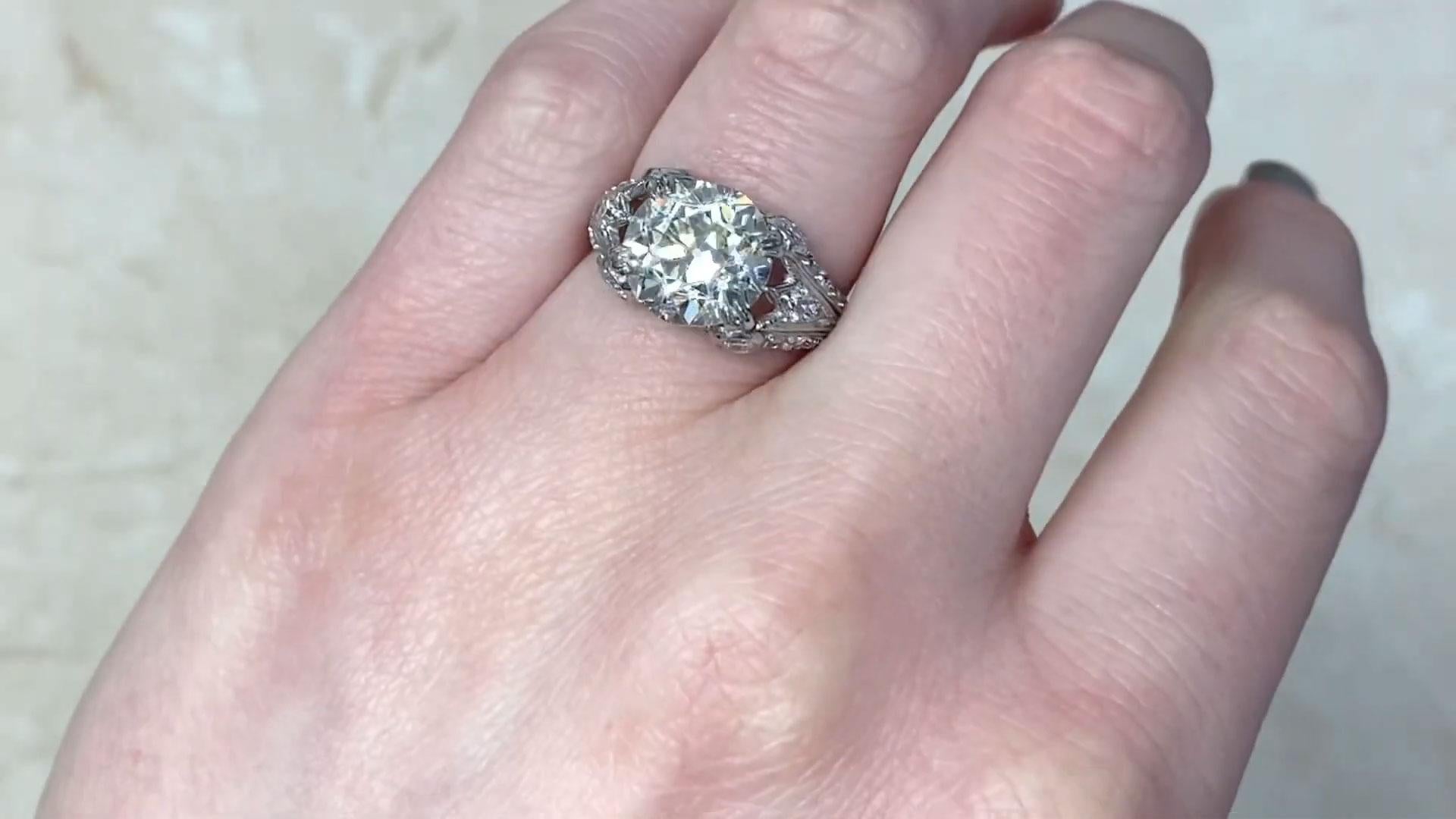 Art Deco Old European Cut Diamond Engagement Ring (Approx. 4.20-Carats), Platinum For Sale