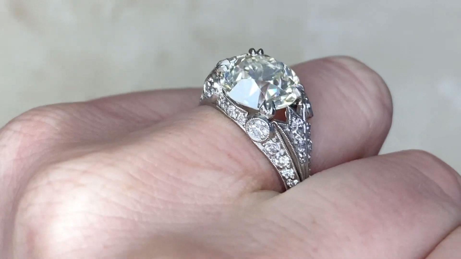 Old European Cut Diamond Engagement Ring (Approx. 4.20-Carats), Platinum In Excellent Condition For Sale In New York, NY