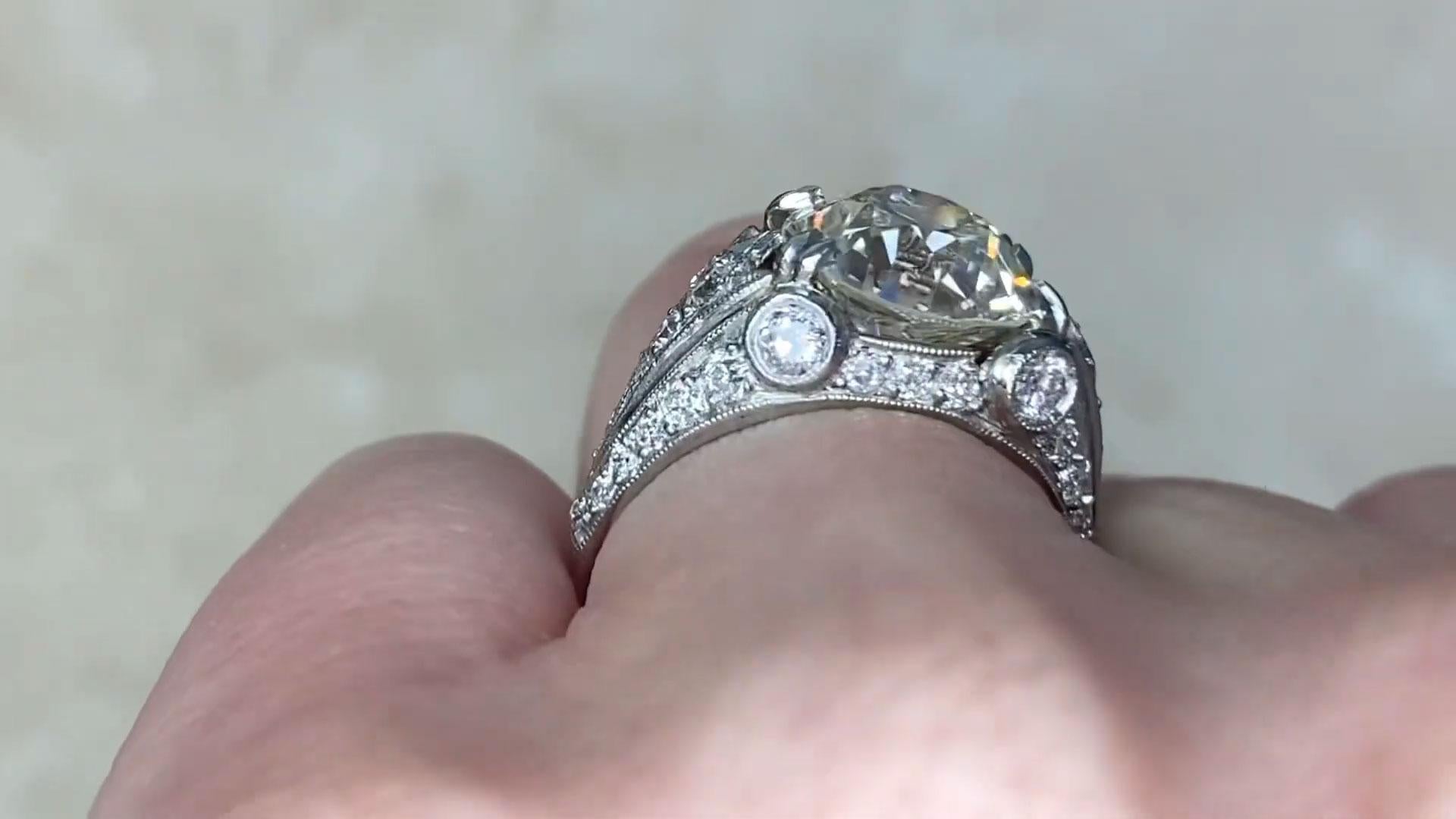 Old European Cut Diamond Engagement Ring (Approx. 4.20-Carats), Platinum For Sale 1
