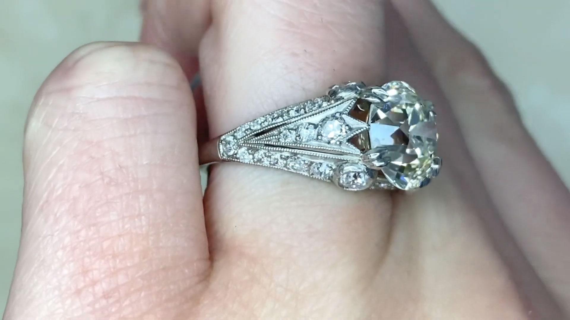 Old European Cut Diamond Engagement Ring (Approx. 4.20-Carats), Platinum For Sale 2