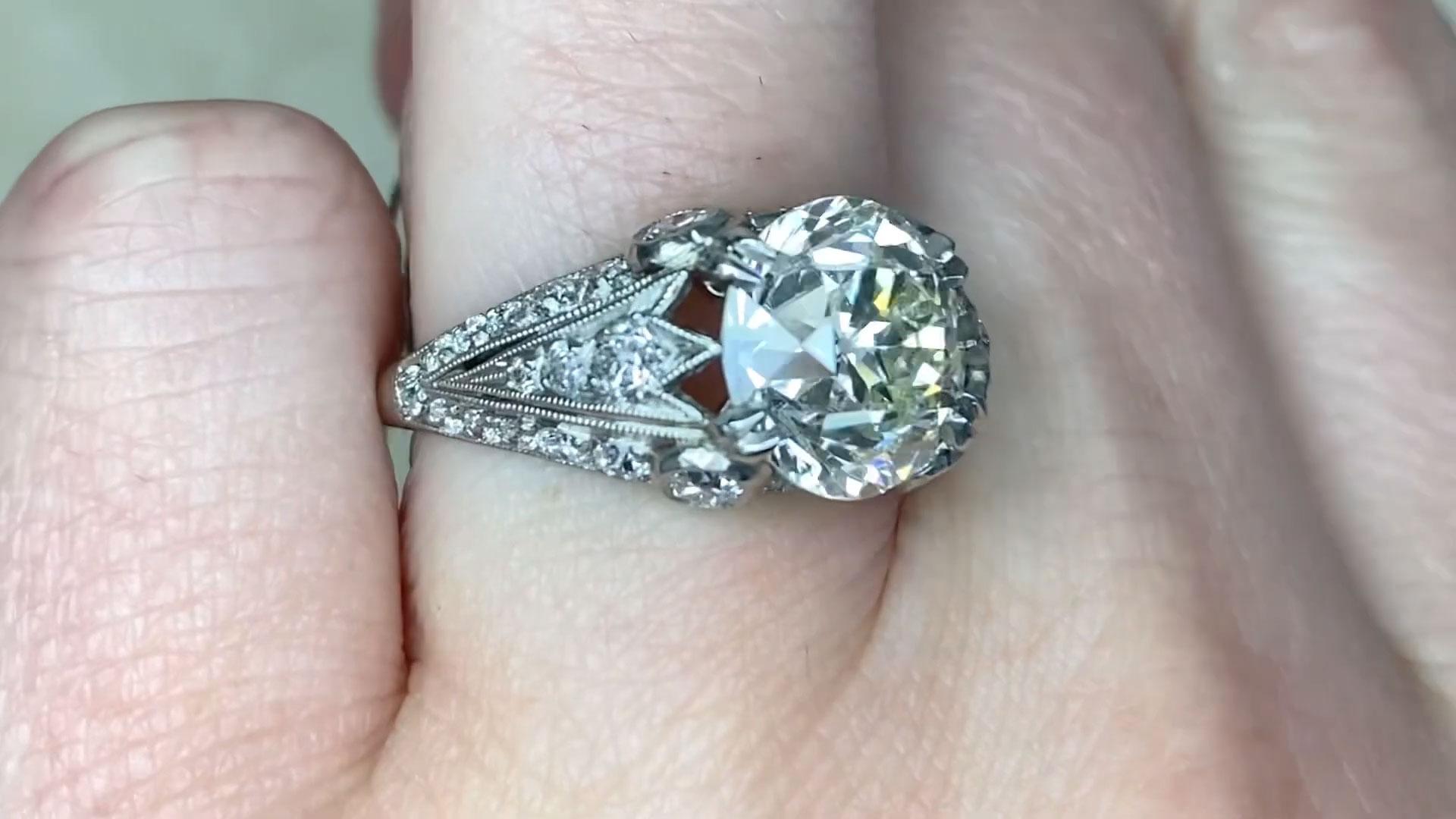 Old European Cut Diamond Engagement Ring (Approx. 4.20-Carats), Platinum For Sale 3