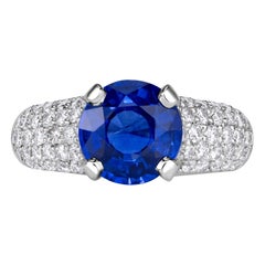 4.22ct Round Brilliant Cut Blue Sapphire Engagement Ring