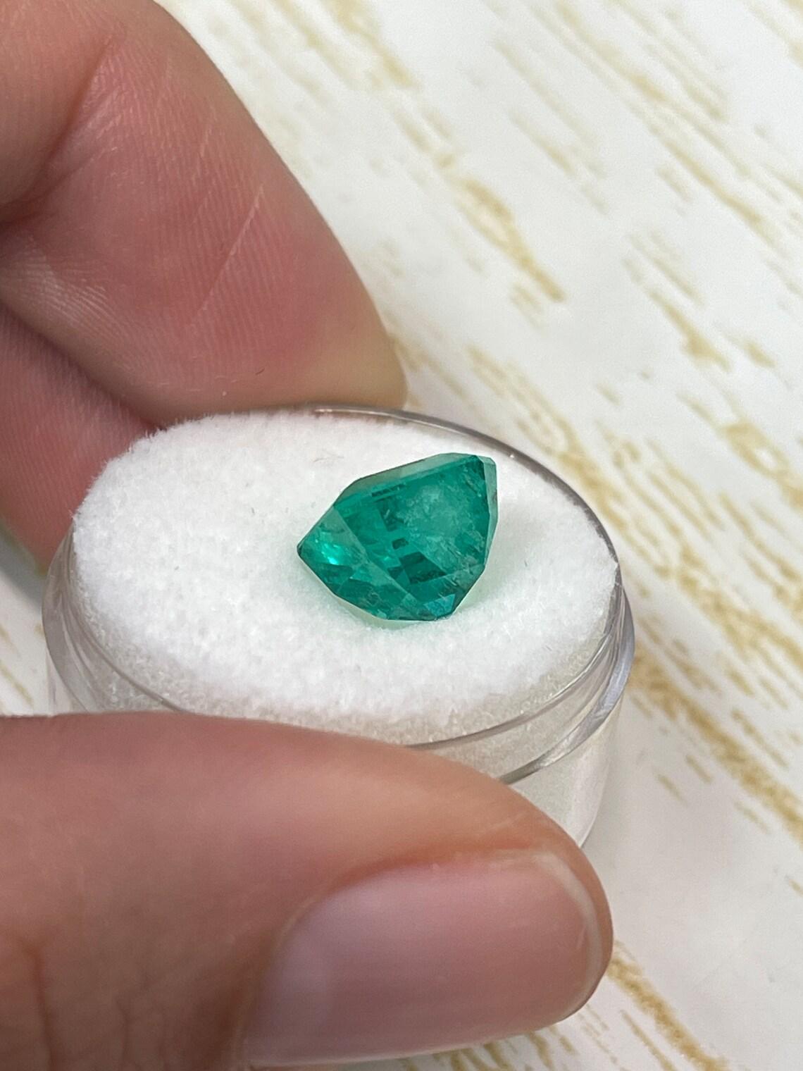 4.22ct Vivid Muzo Green Colombian Emerald 9x9mm Asscher Cut Genuine May For Sale 1