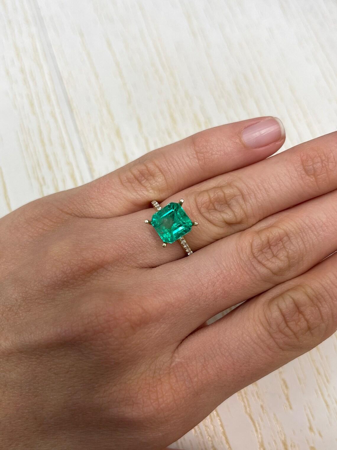 4.22ct Vivid Muzo Green Colombian Emerald 9x9mm Asscher Cut Genuine May For Sale 3