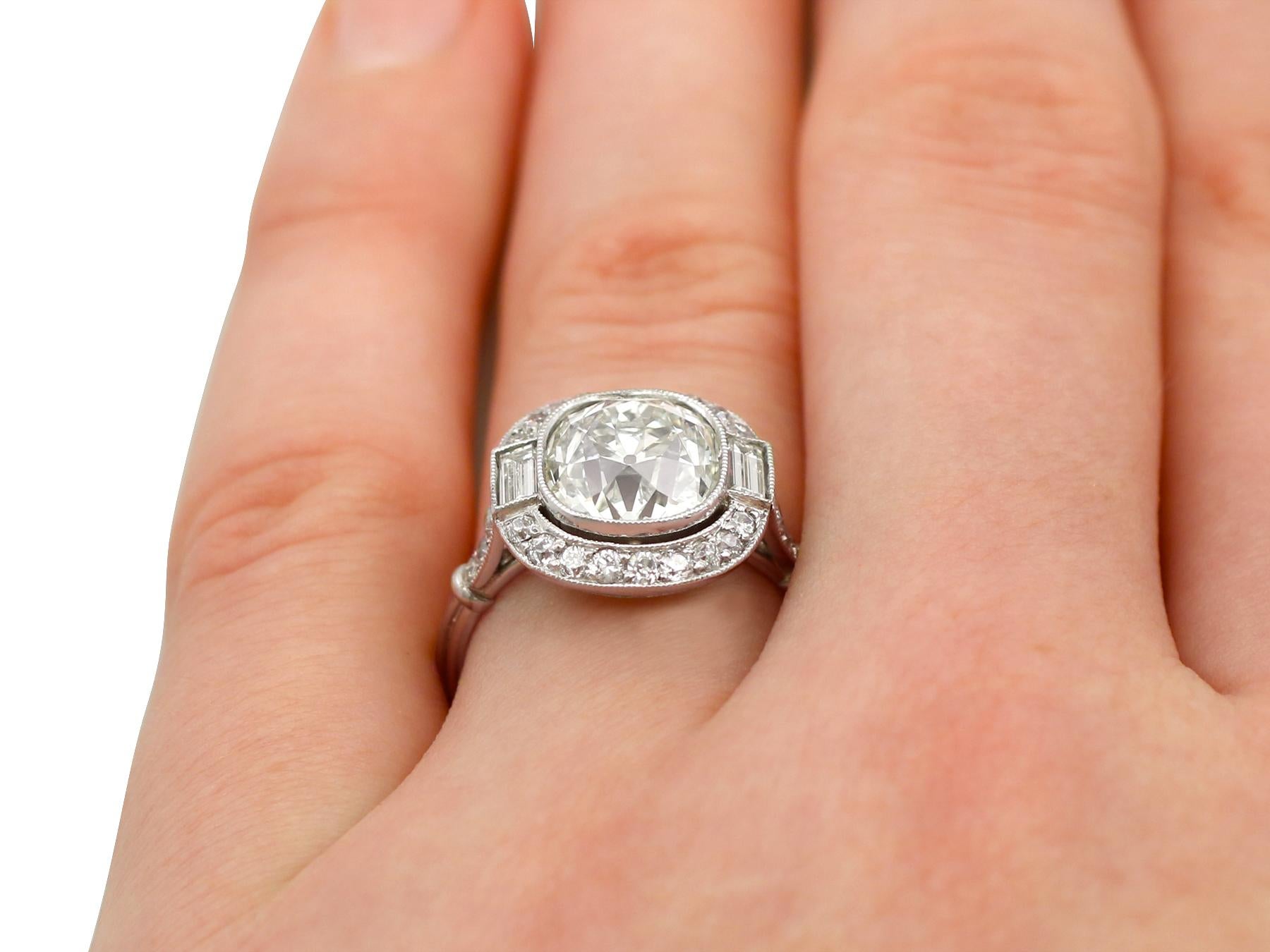 4.23 Carat Diamond and Platinum Halo Engagement Ring 4