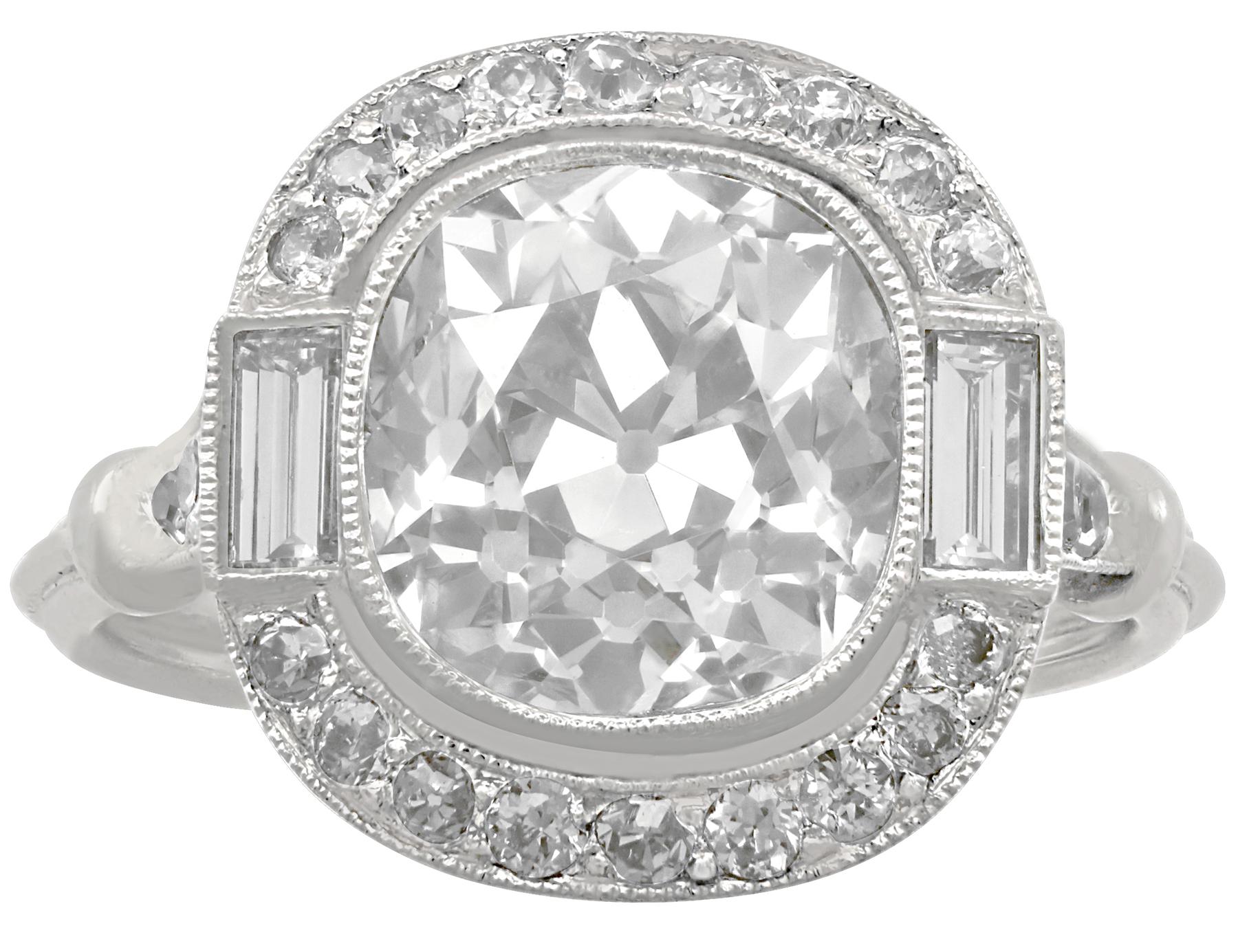 Round Cut 4.23 Carat Diamond and Platinum Halo Engagement Ring