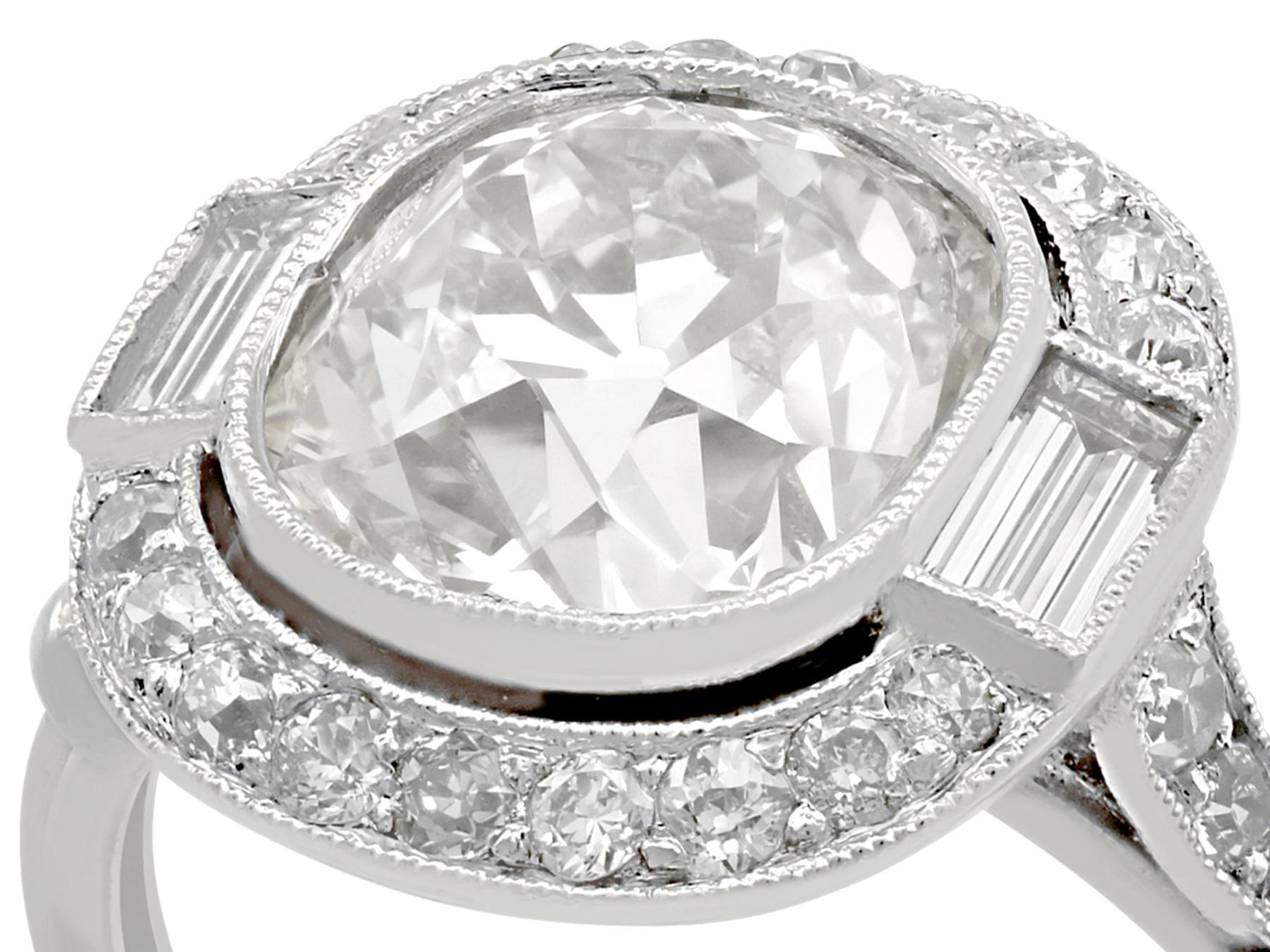 Women's 4.23 Carat Diamond and Platinum Halo Engagement Ring
