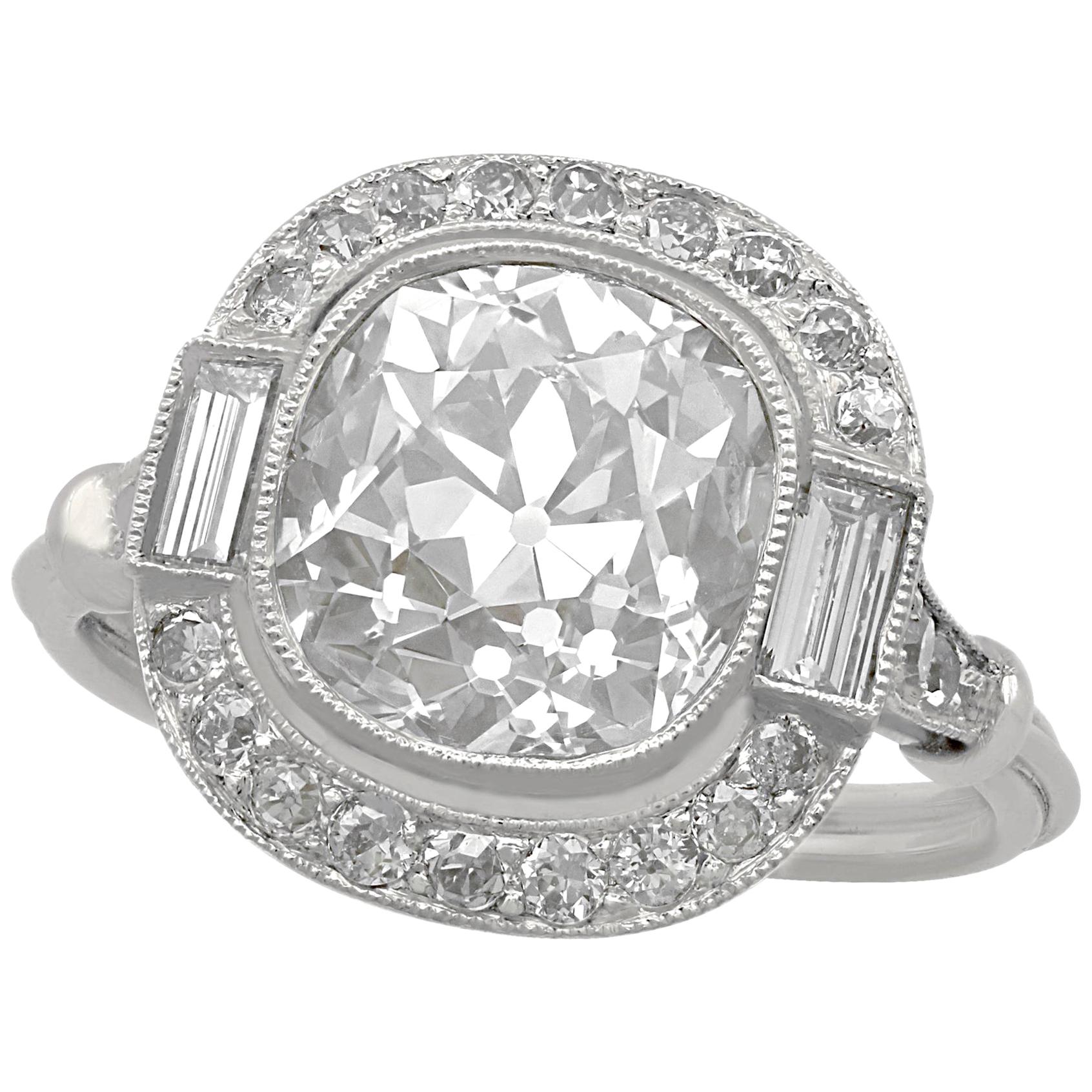 4.23 Carat Diamond and Platinum Halo Engagement Ring at 1stDibs