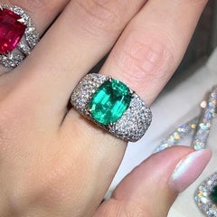 4.23 Carat Natural Emerald Diamonds 18 Karat White Gold Cocktail Ring by D&A