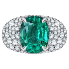 4, 23 Carat Natural Emerald Diamonds 18 Karat White Gold Cocktail Ring by D&A