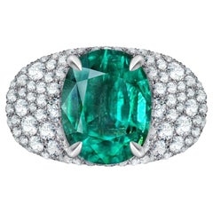 4.23 Carat Natural Emerald Diamonds 18 Karat White Gold Cocktail Ring by D&A