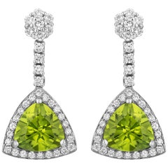 4.23 Carat Peridot Diamond Dangle Earrings