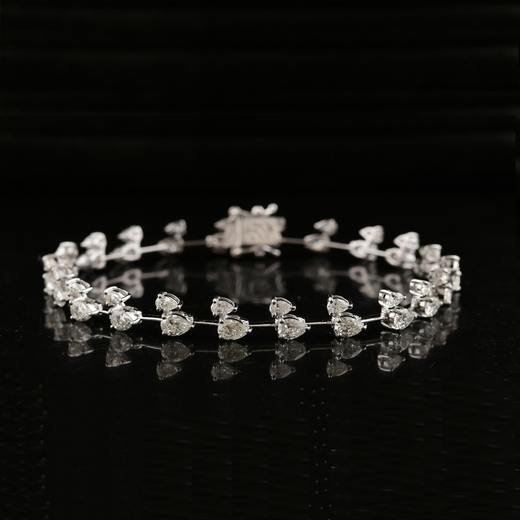 De las mujeres 4,23 quilates SI Claridad HI Color Pulsera de diamantes en forma de pera Oro blanco de 18 quilates en venta