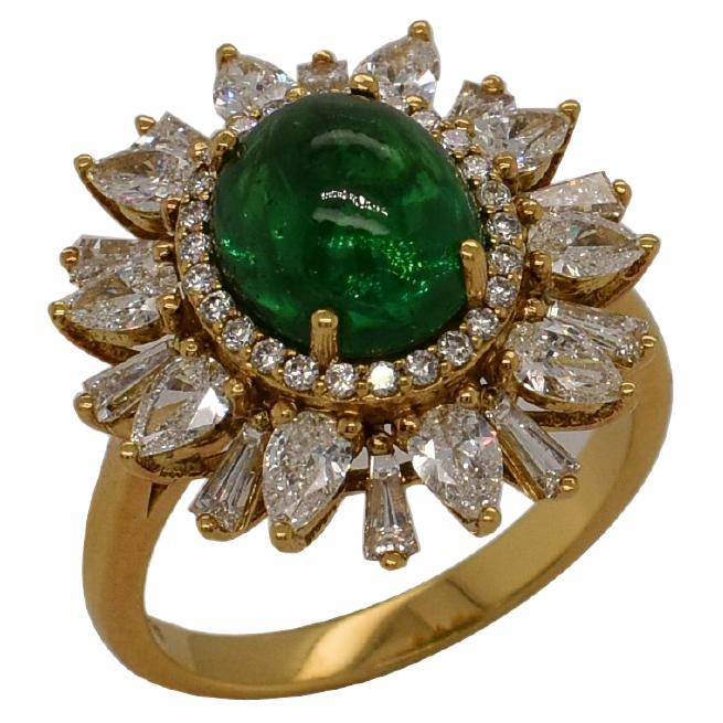 4.23 Carat Tsavorite and Diamond Ring in 18 Karat Gold For Sale