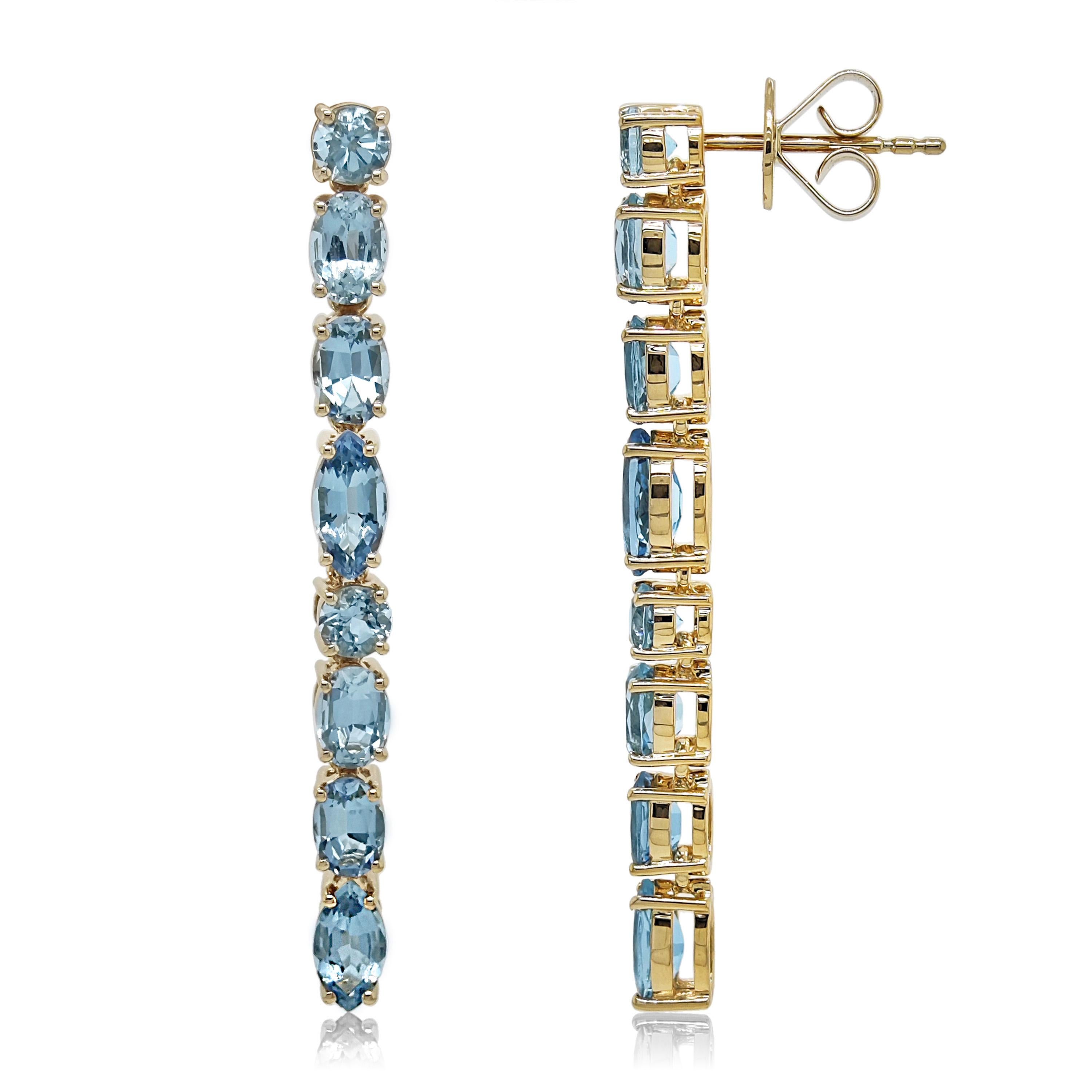 16 Aquamarine Gemstones: 4.23 Carats
Metal: 18K Yellow Gold, 4.30 Grams