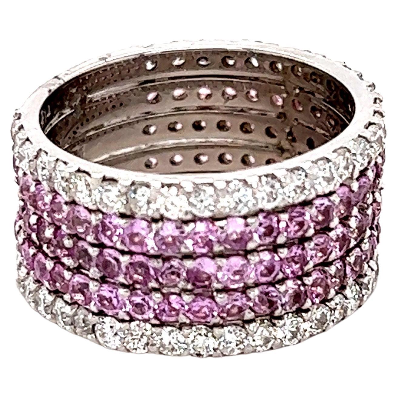 4.23 Pink Sapphire Diamond White Gold Cocktail Ring For Sale