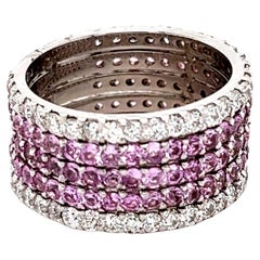 4.23 Pink Sapphire Diamond White Gold Cocktail Ring
