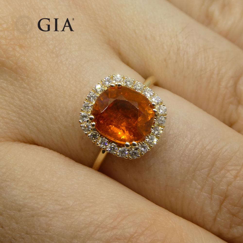 
This one-of-a-kind Spessartine Garnet is set in a diamond halo in 14k Yellow Gold, made to exacting standards here in Canada.



This is a stunning GIA Certified Spessartine Garnet

The GIA report reads as follows:

 

GIA Report Number: