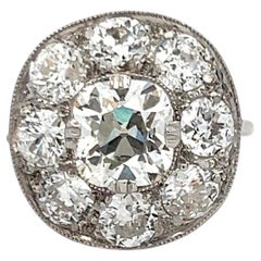 Anello di fidanzamento in platino con diamante a cuscino e taglio europeo antico da 4,24 carati
