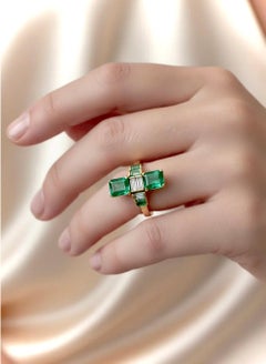 4.24 Carat Fine Colombian Emerald Diamond Art Deco Style Ring 18K